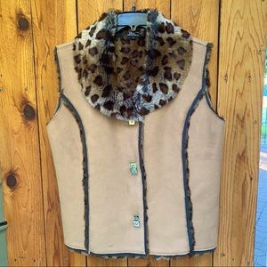 Vintage Lisa International Faux Fur Suede Vest NWOT